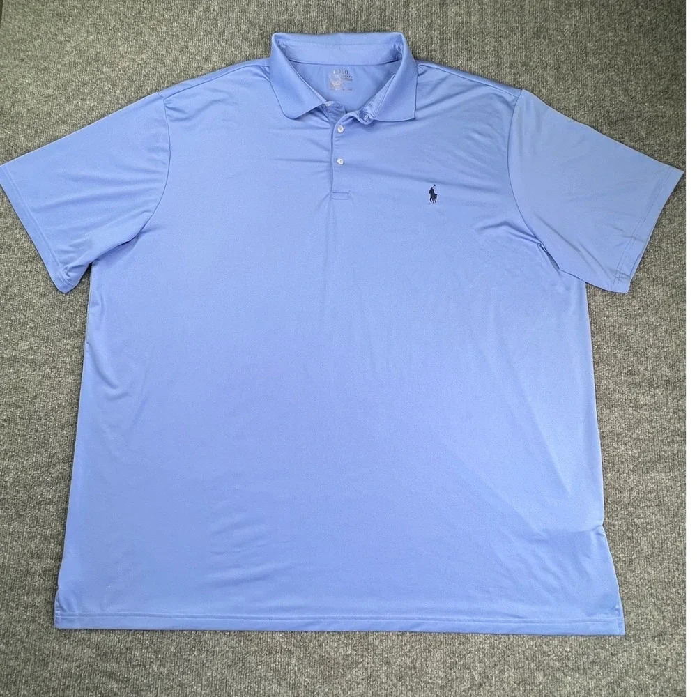 Polo Ralph Lauren Polo Mens 4XLT Blue Performance Short Sleeve Pony Logo Shirt